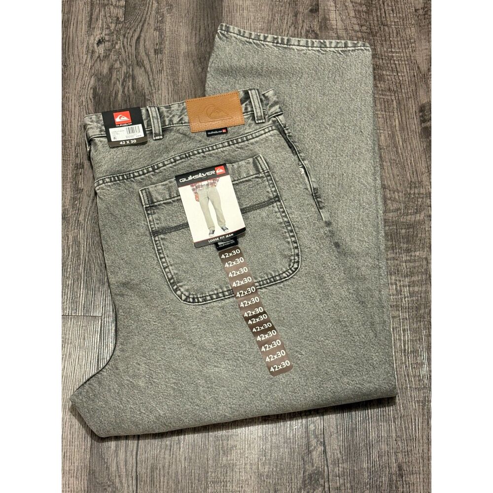 QuikSilver Mens Jeans 42x30 Loose Fit Light Gray NWT